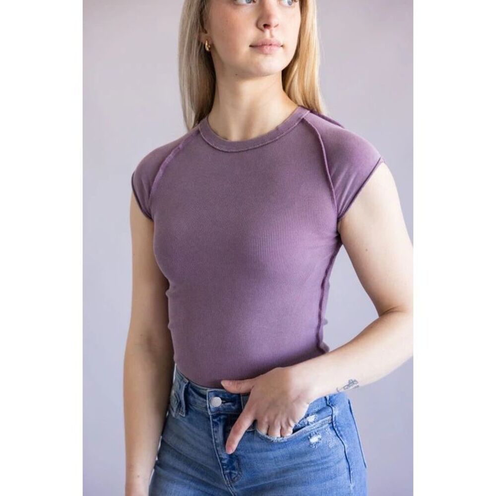 Free People We the Free Ever Had Tee in distressed purple S NEW - Picture 1 of 6